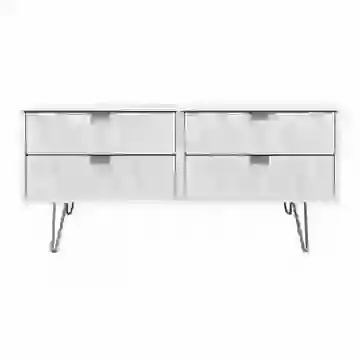 Diamond 4 Drawer Bed Box Chest Gold Legs In White or Pink or Blue or Grey